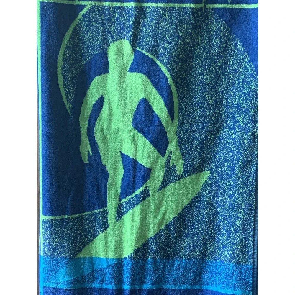 Resort Living Beach Towel Palm And Surfers Thick Cotton Multicolored 72